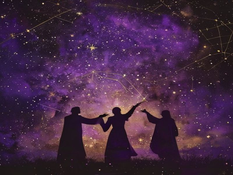 A Estrela Tarot amor: duas figuras se reconectando sob céu estrelado