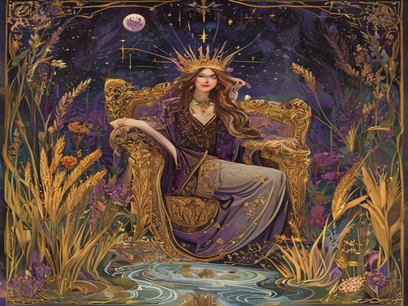 Carta A Imperatriz Tarot com símbolos de fertilidade e abundância