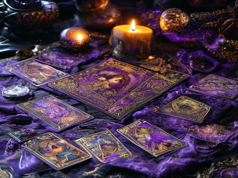 Tiragem de tarot com A Imperatriz em destaque sobre mesa mística