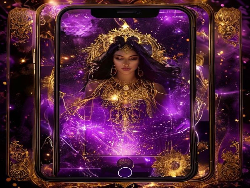 Magic Tarot aplicativo mostrando carta A Imperatriz com energia dourada