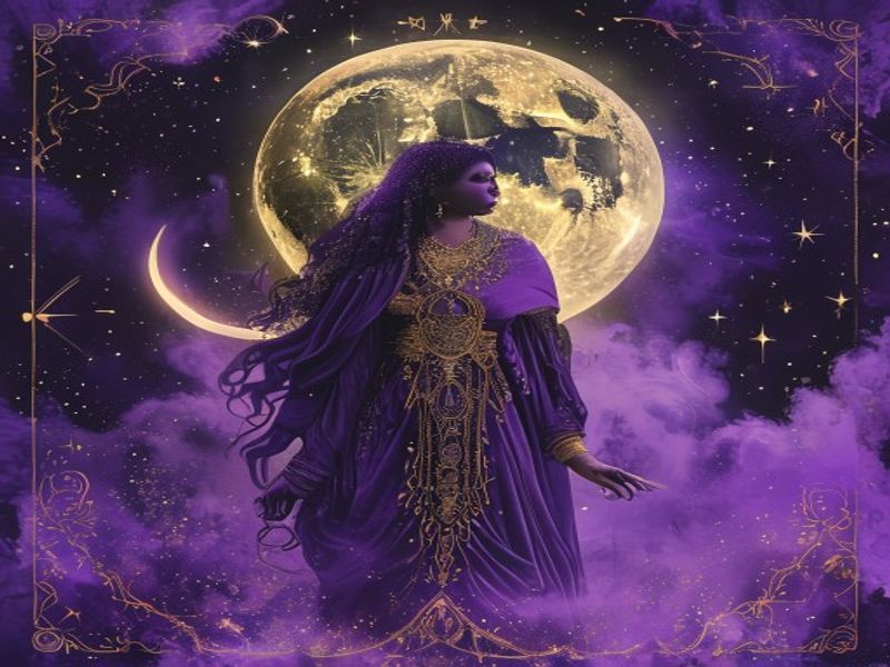 A Sacerdotisa Tarot conectada à energia lunar mística