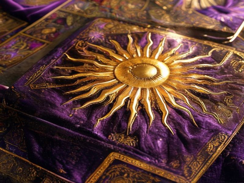 Carta O Sol em destaque numa leitura de Tarot com cartas circundantes