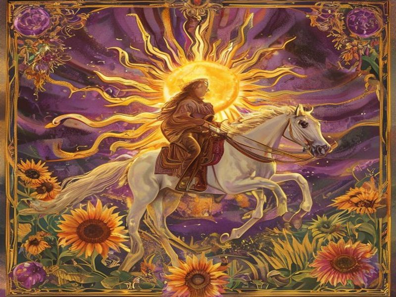 Carta O Sol do Tarot com simbolismo radiante e energia positiva